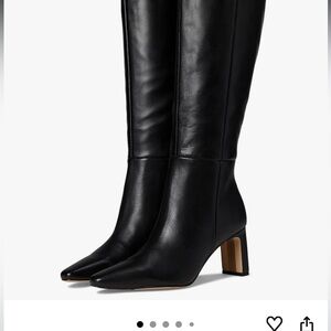 Sam Edelman Black Leather Wide Calf Heeled Boots